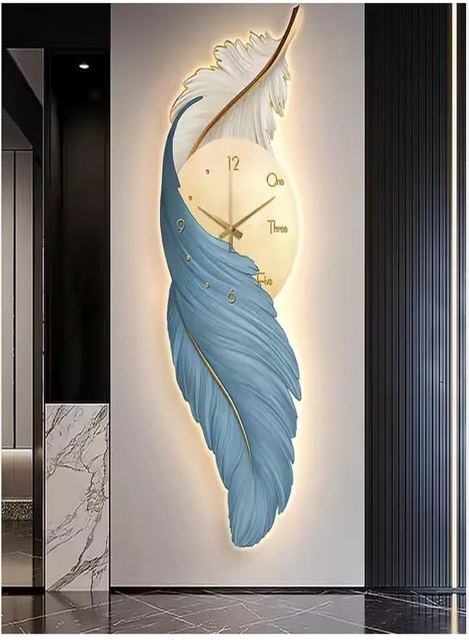 HARIRUP Home Decoration Creative Wall Clock Luxury Living Room Creative Personality Art, Analog Silent Wall Clock with LED Light On Backside and Remote Control (Feather Clock) - Image 1